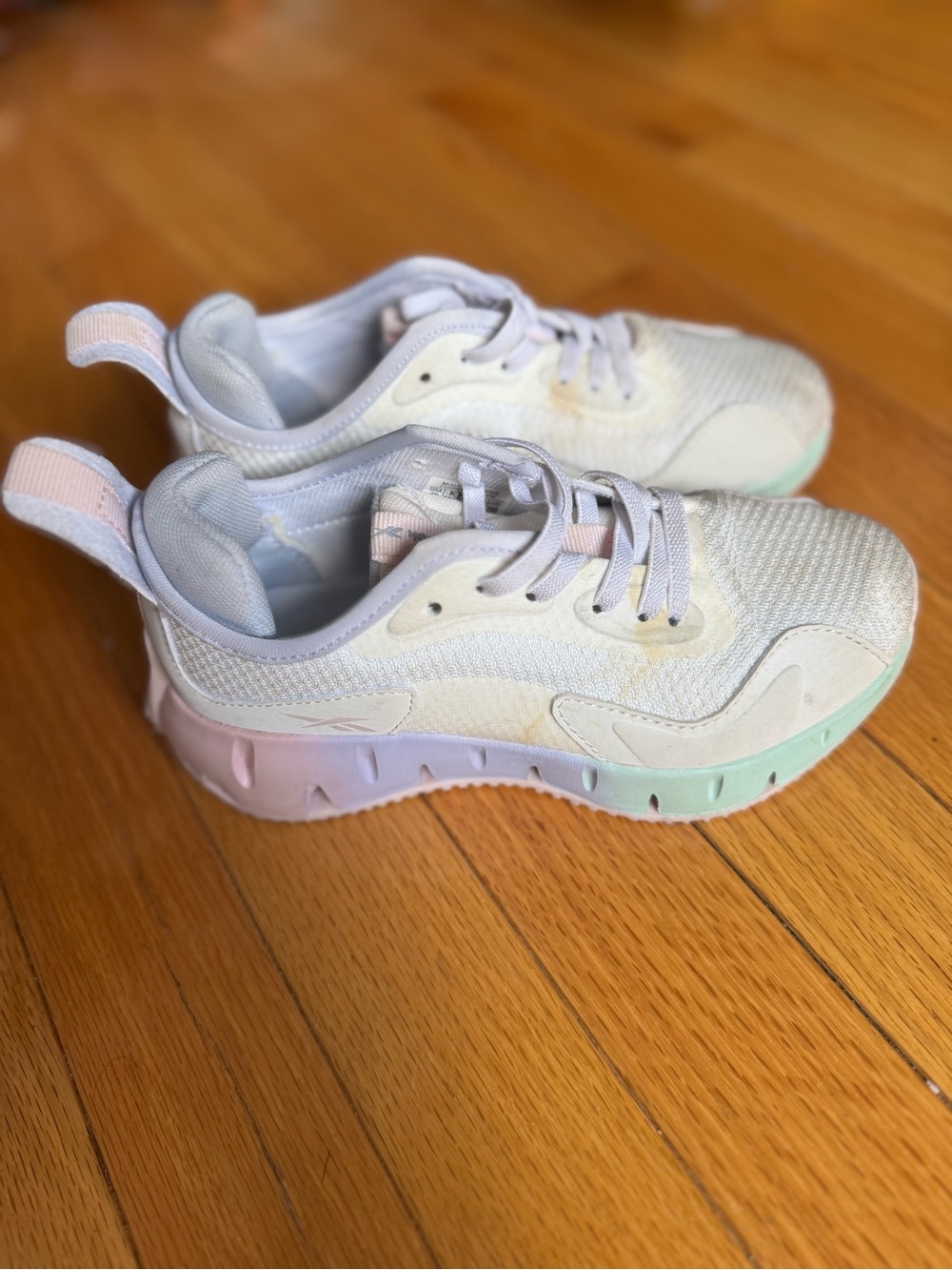 Reebok Kids Sneakers White Pastel Athletic Shoes Lace-Up